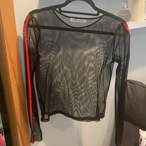 Black mesh large Jordyn Jagger long sleeve top